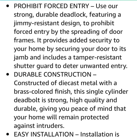 💜5/$25 New Brass Deadbolt Lock and Key - Picture 5 of 8